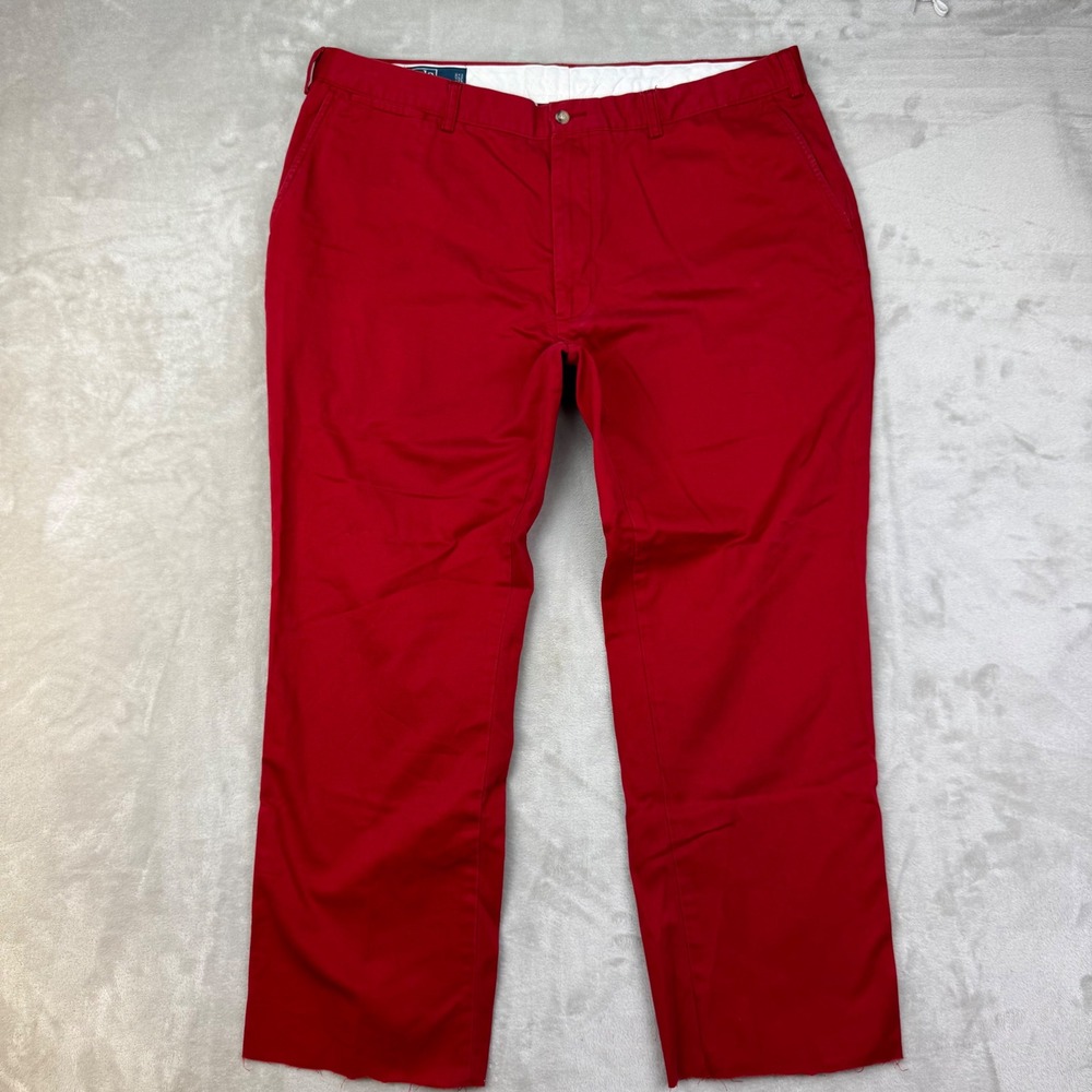 Polo Ralph Lauren Suffield Pant Mens 42x29 Red Straight Fit Chino Open Hem